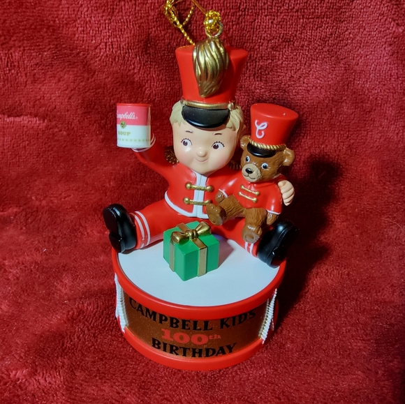 2003 Campbell Soup Kids 100th Birthday Drummer Boy Teddy Bear Christmas Ornament - Picture 1 of 8